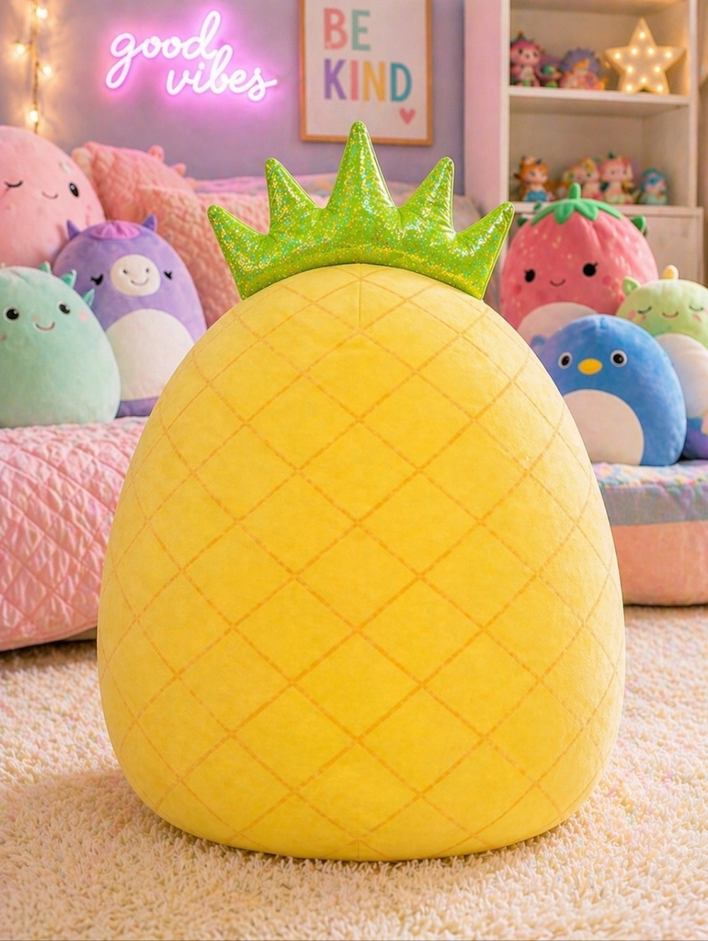 16" Maui Pineapple Squishmallow 🍍 Rare Fruit Squad Plush Pink Bow Large 16 Inch - Picture 3 of 8
